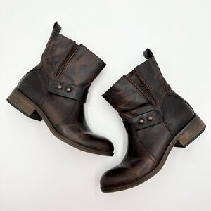 Spirit by Lucchese Olivia Short Brown Smooth Leather Ankle Western Boots